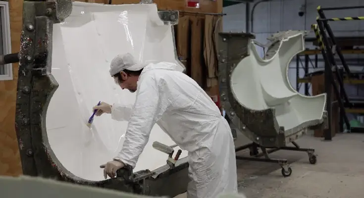 hand painting gelcoats into moulds before GRP lamination