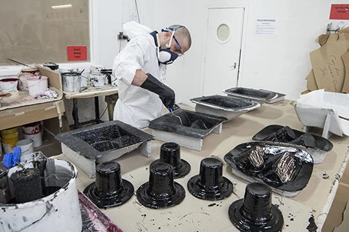 laminating multiple small moulds by hand 