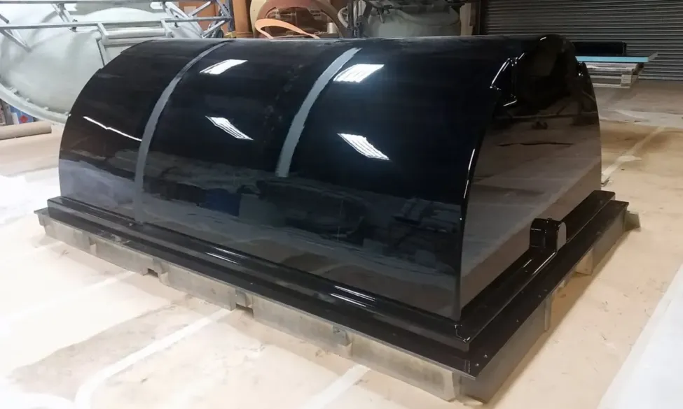Wide shot of a finished industrial cover or panel